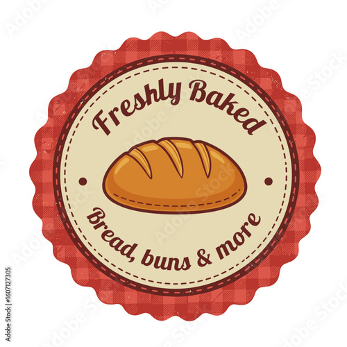 Freshly baked bread bun logo with circular design and text, Suitable for bakeries, pastry shops, local cafes, home baking businesses 