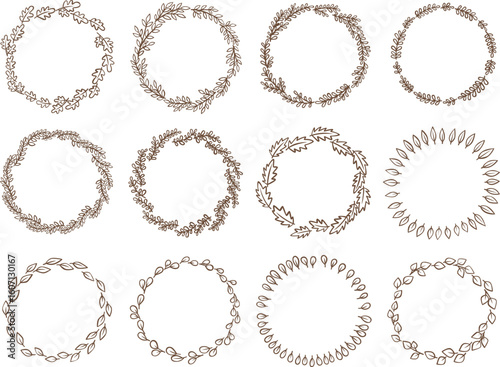 Abstract Doodle leaves wreath for decoration on nature, garden and romance concept.