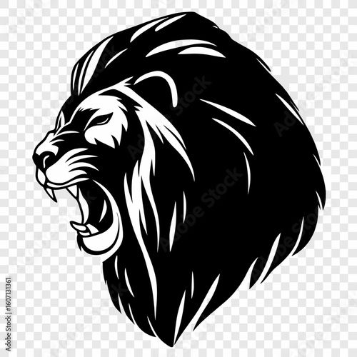 Wild big cat head vector silhouette illustration, perfect for a tribal tattoo or powerful animal mascot design
