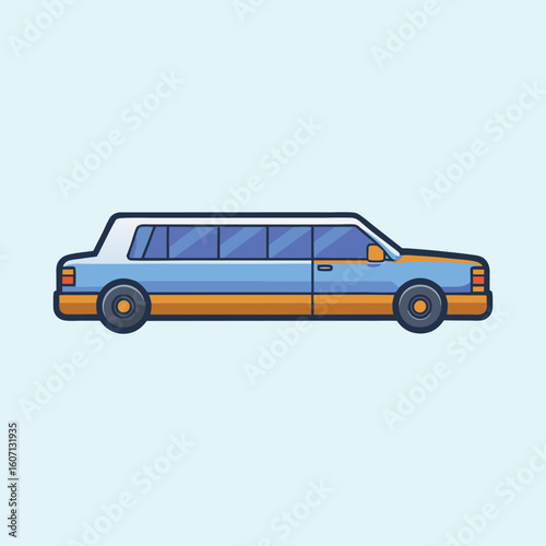 Stylized illustration of a classic limousine with extended body and sleek design