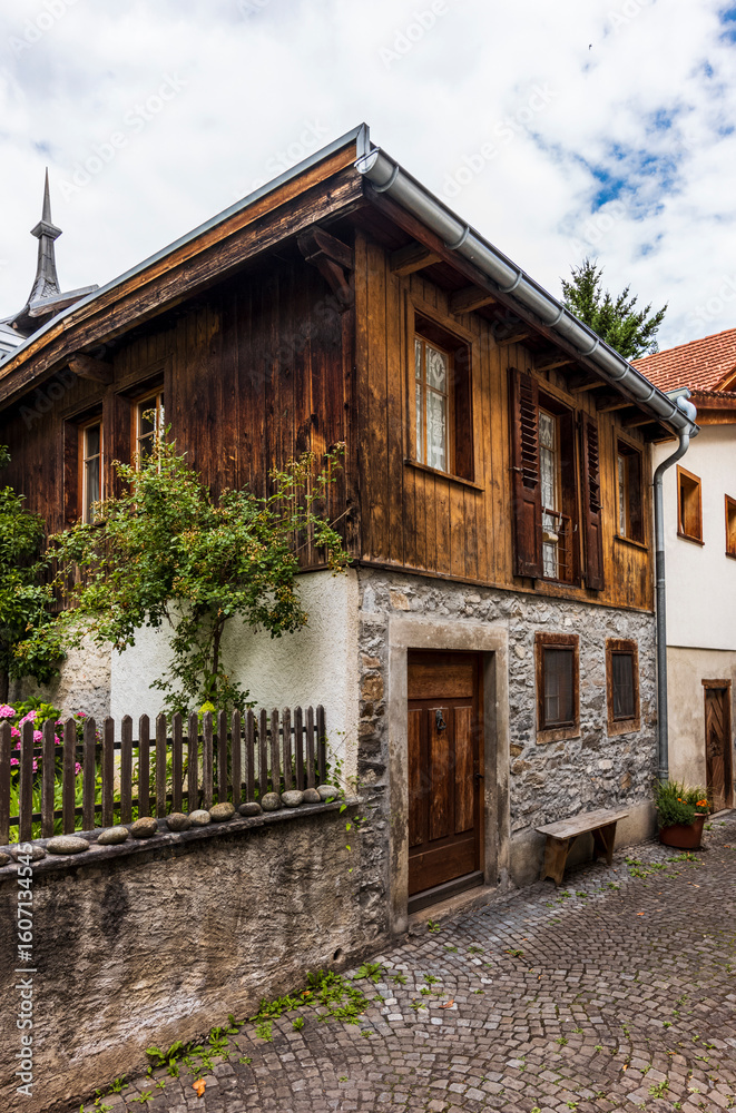 Naklejka premium The medieval streets in the center of Thusis in Switzerland