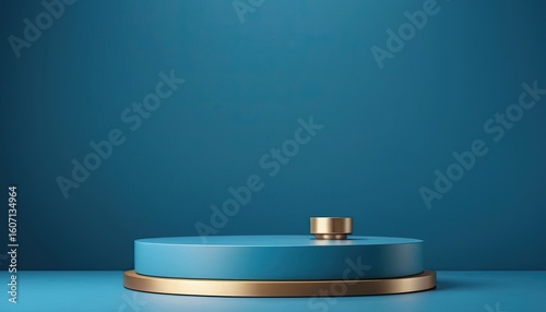 Petrol blue double podium on blue background. 6