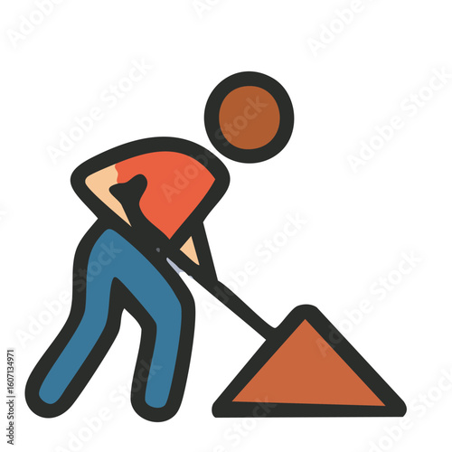 Construction Worker Icon Illustration for Labor, Building, and Industrial Concepts