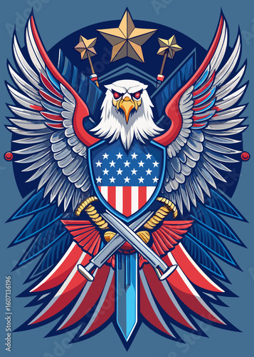 coat of arms american eagle with american flag
