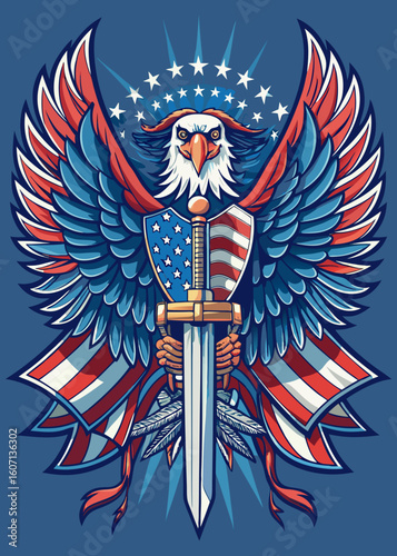 coat of arms american eagle with american flag