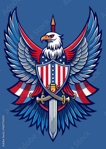 american eagle with american flag