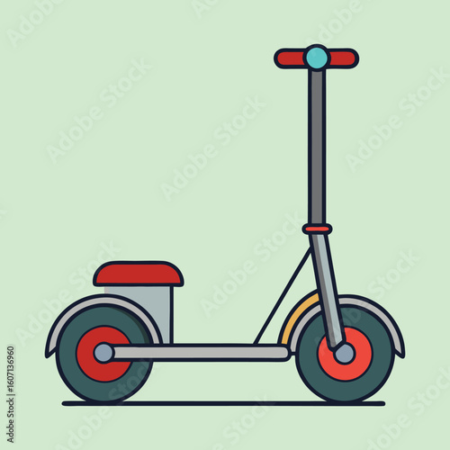 Illustration of a stylized scooter with seat against light green background