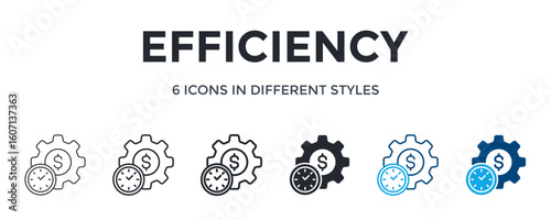 Efficiency Icon In Different Style Vector Illustration. Designed In Thin Line, Regular Line, Bold Line, Glyph, Color Line, And Color Glyph Style Can Be Used For Web