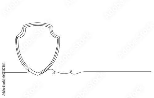 Shield with Checkmark Security and Verification Icon, Security shield drawn single line art style
