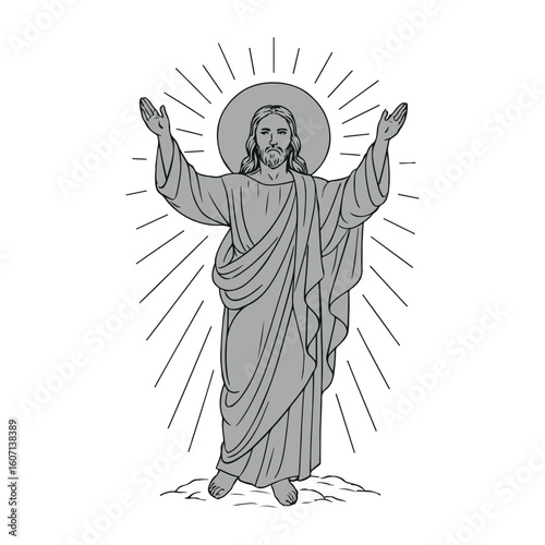Jesus Christ in a Grayscale Religious Illustration