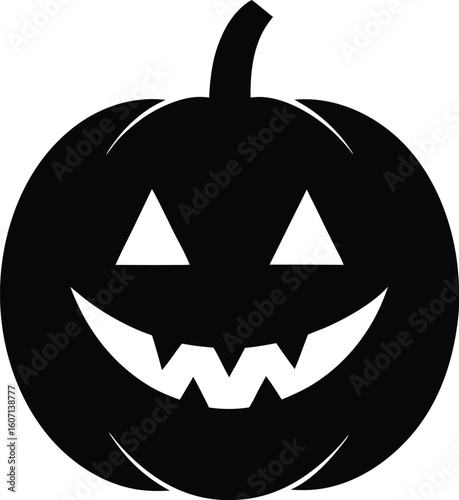 Clean and minimal silhouette of a jack o lantern isolated on transparent background