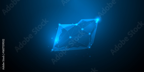 Folder digital technology low poly wireframe. open file folder document digital. database symbol computer transfer concept. vector illustration fastastic design.