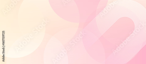 Yellow abstract background with blue glowing diagonal rounded lines. Minimalist banner background, pastel colorful, pink and yellow gradations. Circle effect style geometric, abstract background