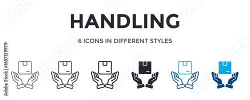 Handling Icon In Different Style Vector Illustration. Designed In Thin Line, Regular Line, Bold Line, Glyph, Color Line, And Color Glyph Style Can Be Used For Web
