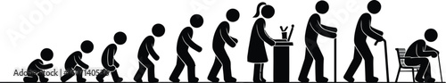 Human life cycle evolution silhouette isolated on transparent background