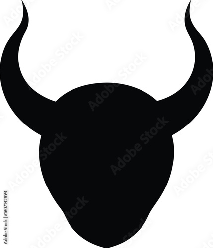 Clean and minimal silhouette of devil horns isolated on transparent background