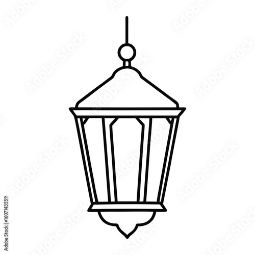 Wallpaper Mural Black and White Outline of a Traditional Lantern for Decoration Torontodigital.ca