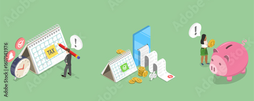 3D Isometric Flat Vector Illustration of Tech and Accounting, Artificial Intelligence In Finance
