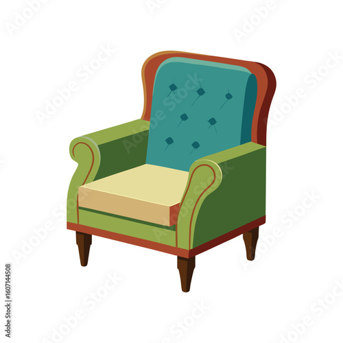 Vector Illustration of a Club Chair Furniture Design Isolated on White Background