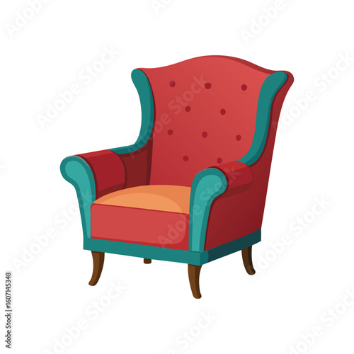 Vector Illustration of a Club Chair Furniture Design Isolated on White Background
