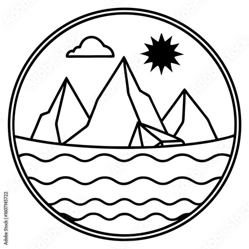 Arctic Ocean line art vector