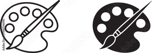 Art palette with brush painting artist