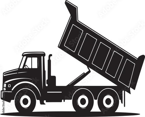 Black dump truck with raised bed vehicle construction