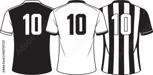 Black white striped soccer jerseys with number ten football shirt sports apparel