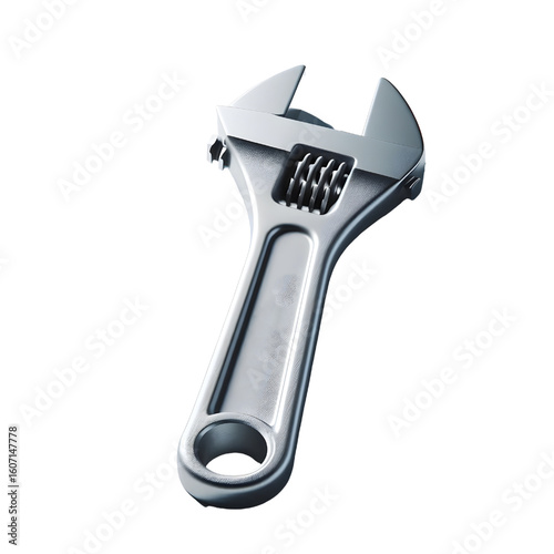 Adjustable wrench on transparent background