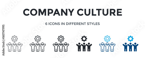 Company Culture Icon In Different Style Vector Illustration. Designed In Thin Line, Regular Line, Bold Line, Glyph, Color Line, And Color Glyph Style Can Be Used For Web