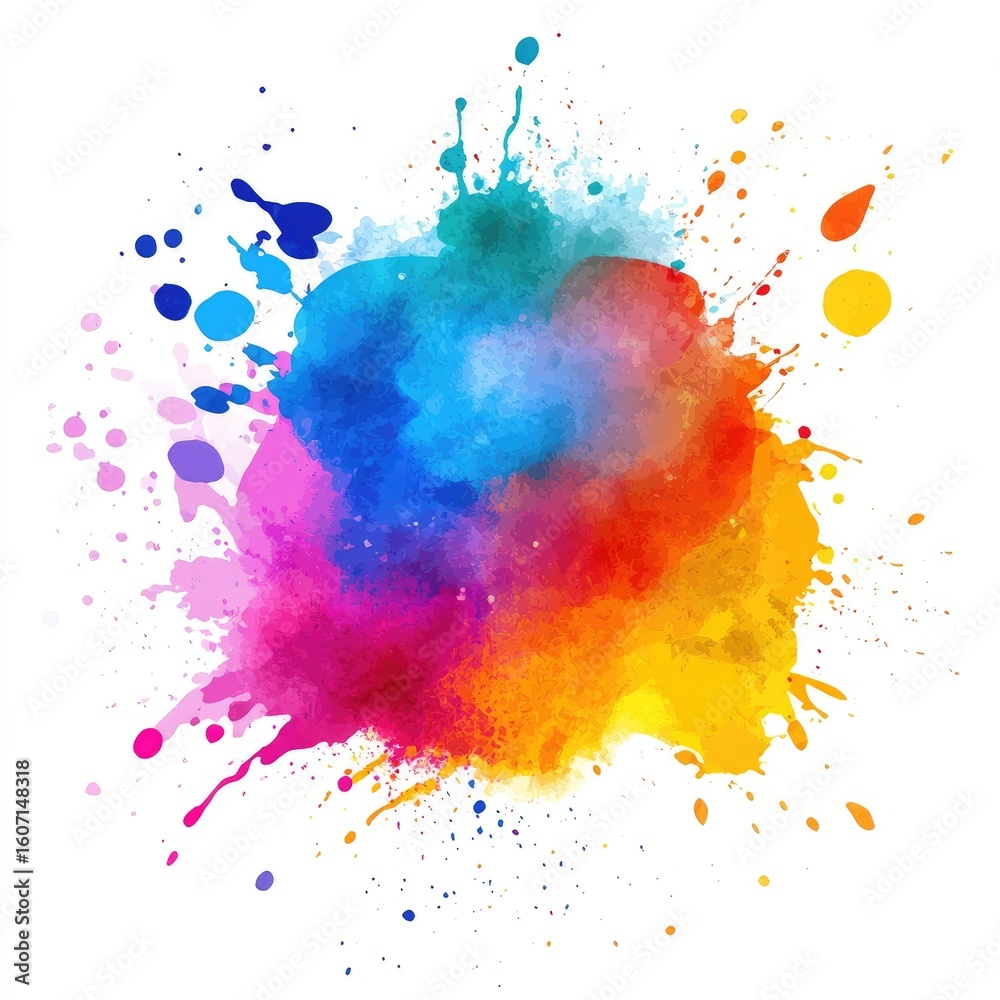 Fototapeta premium Vibrant colorful watercolor splatter design (1)