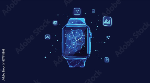 Futuristic smartwatch depicting technological connectivity and digital communication.