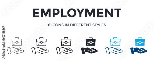 Employment Icon In Different Style Vector Illustration. Designed In Thin Line, Regular Line, Bold Line, Glyph, Color Line, And Color Glyph Style Can Be Used For Web