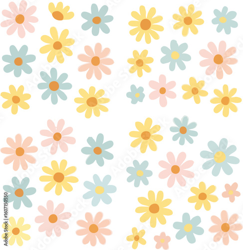 Pastel Daisy Flower Pattern Background