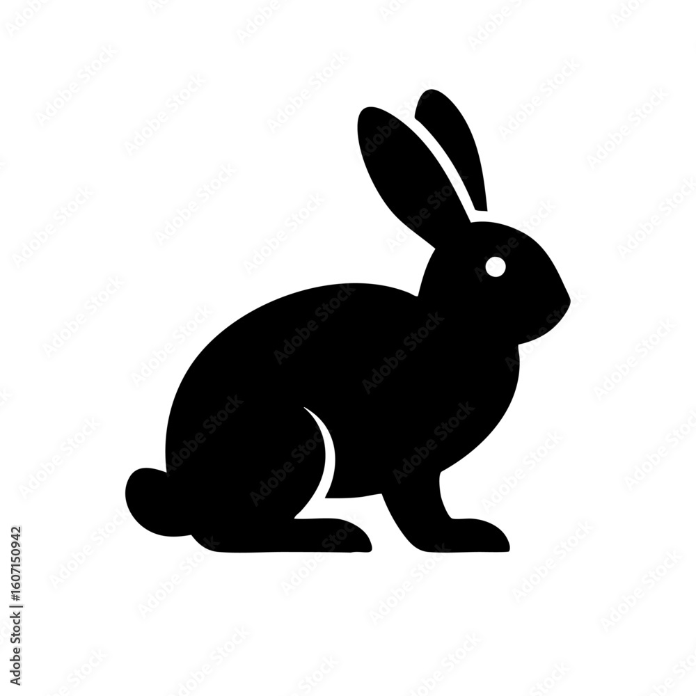 Obraz premium Rabbit icon black silhouette on transparent background 