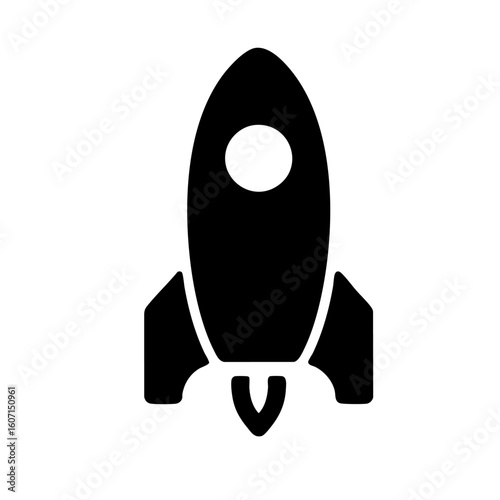 Rocket icon black silhouette on transparent background
