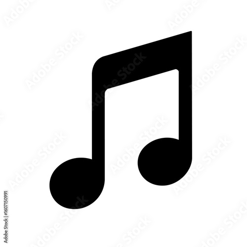 Music note icon black silhouette on transparent background

