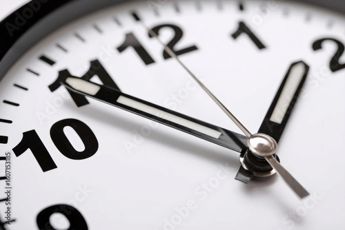 Wallpaper Mural Close Up Analog Clock Face Showing 10 O'Clock, White Background, Focus on Hands and Numerals Torontodigital.ca