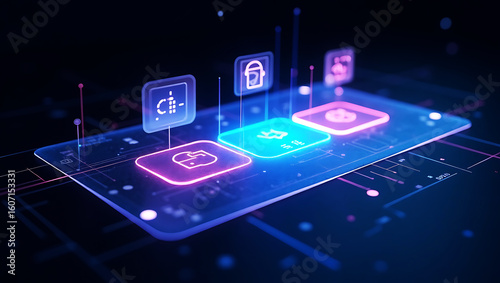 Wallpaper Mural Futuristic holographic technological background royalty free image premium quality Torontodigital.ca