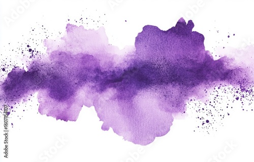 Purple watercolor splash on white