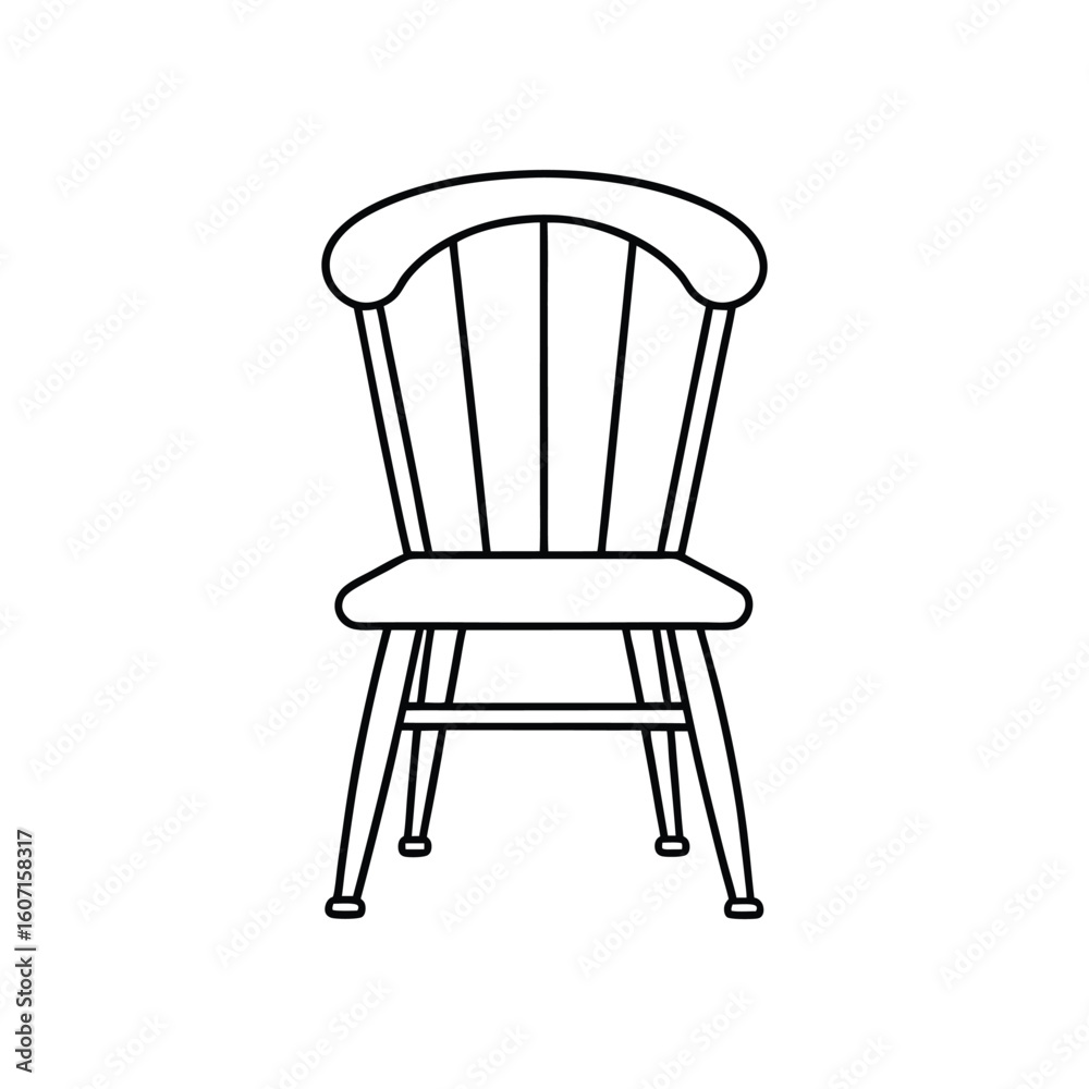 Vector Outline Illustration of Windsor Chair Isolated on White Background Vector Outline Illustration of Windsor Chair Isolated on White Background