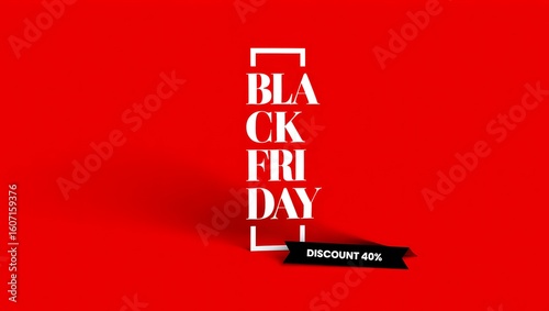 Bold black friday sale announcement with red background and white text