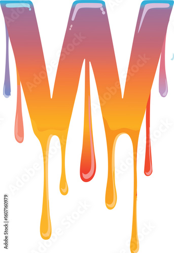 alphabet letter w with dripping colors