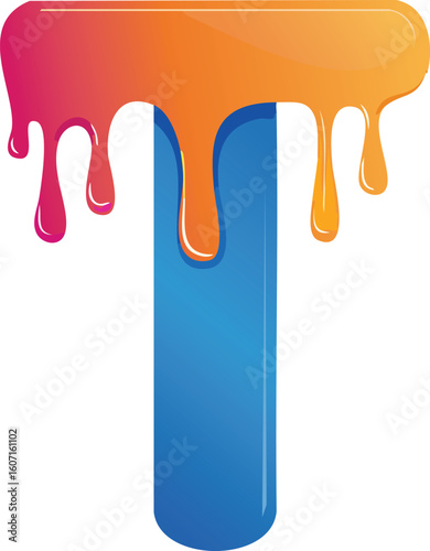 alphabet letter t with dripping colors