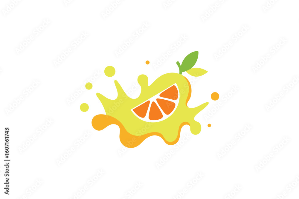 Naklejka premium Clean Splash with Fruit Slice on White Background Vector Design