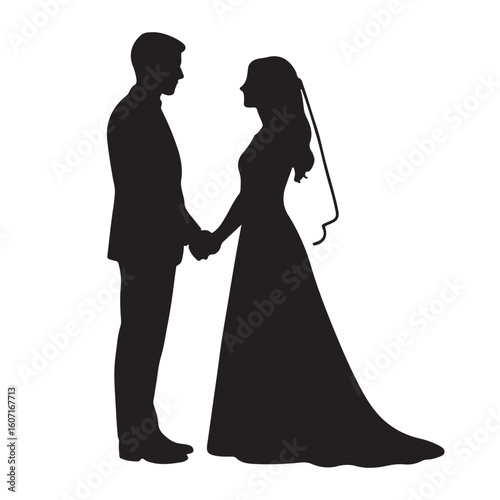Wallpaper Mural Bride and Groom Silhouette Wedding Couple Holding Hands Torontodigital.ca