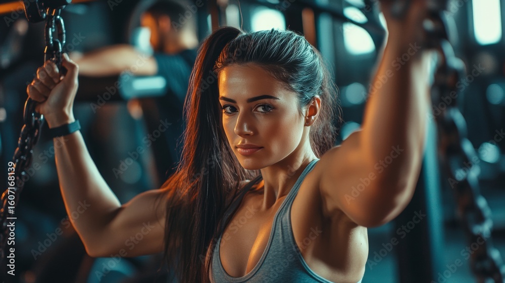 Obraz premium Female Bodybuilder in Gym