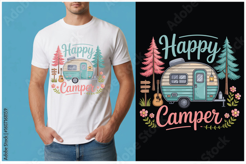 Camping T-Shirt Design and Mockup Set – Adventure Outdoor Graphics