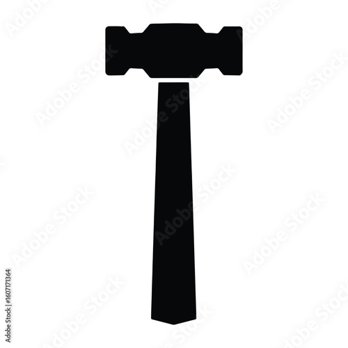 Black silhouette of a classic sledgehammer tool on a clean white background