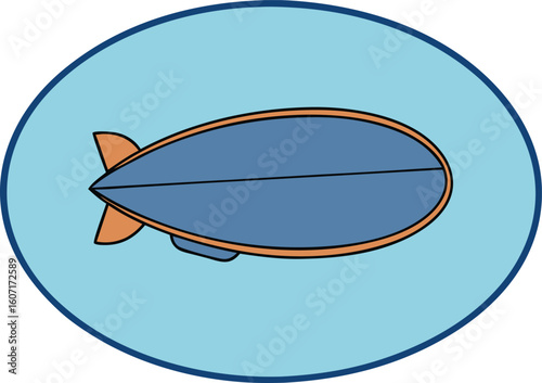cartoon blimp in the sky in a circle